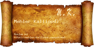 Mehler Kalliopé névjegykártya